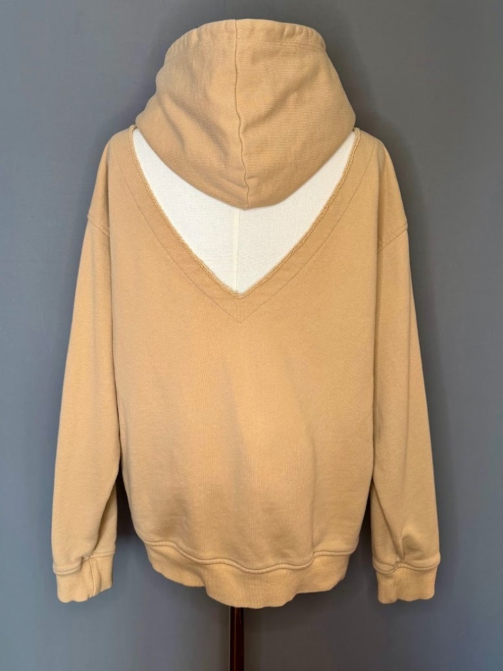 Hudson Los Angeles Beige Oversized Hoodie Women’s Large Raw Hem Sweatshirt